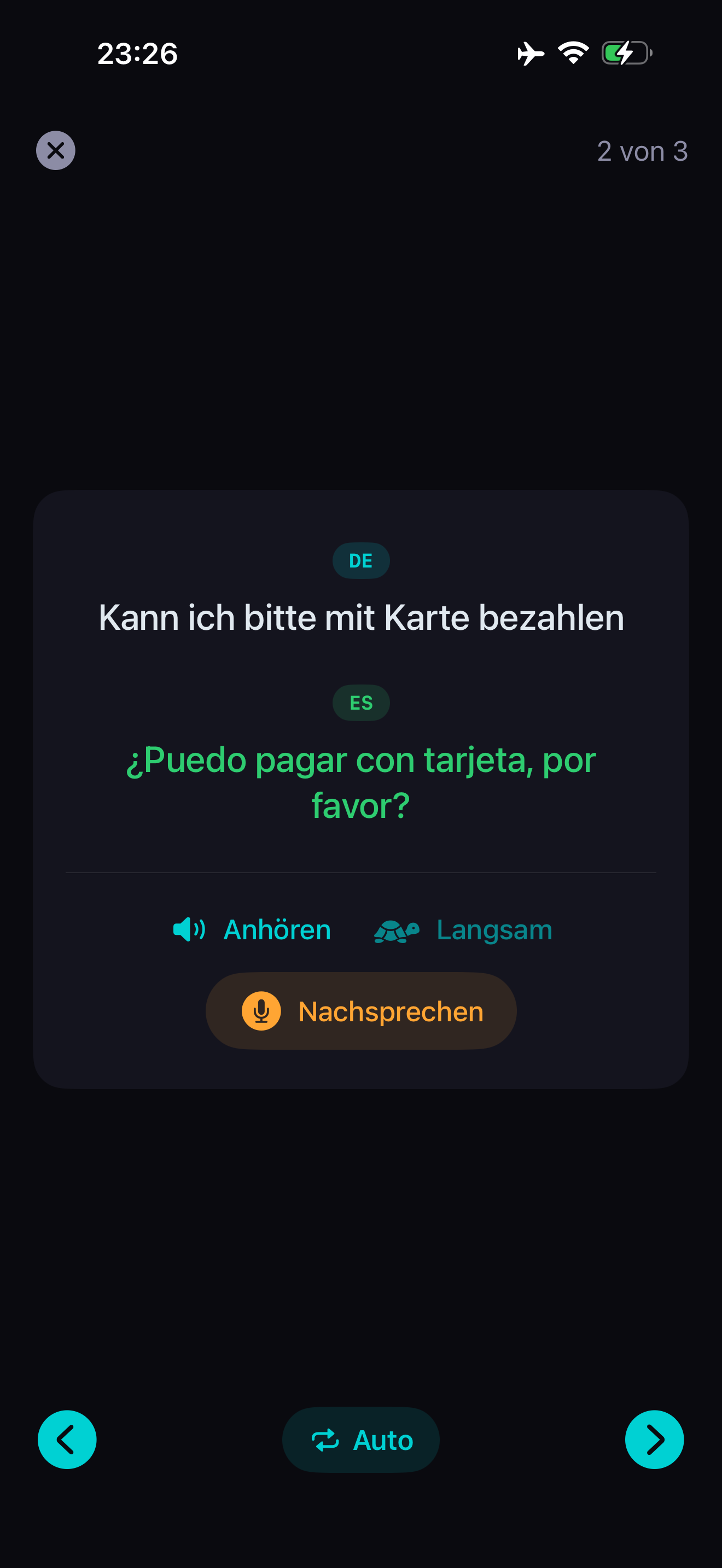Flashcard — practice pronunciation with real-time feedback